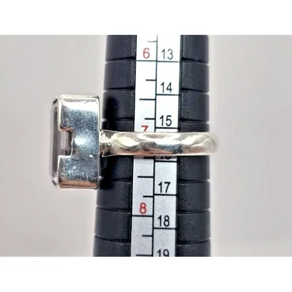 Amethyst Ring Size 7 Sterling Silver 925 Rectangle Handmade Statement NWOT